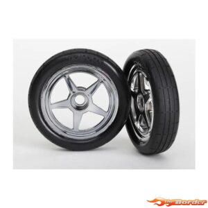 Traxxas Tires & wheels, assembled, glued 5-spoke chrome wheels 6975