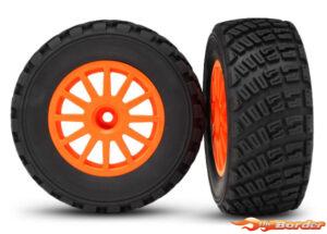 Traxxas Orange Tires & wheels - assembled glued 7473A