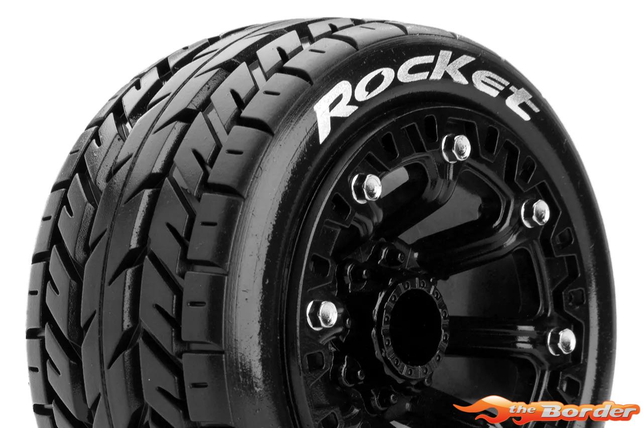 LouiseRC ST-Rocket Traxxas E-Revo & Summit 1/16 Tires - Wheels Black Glued LR-T3188SB