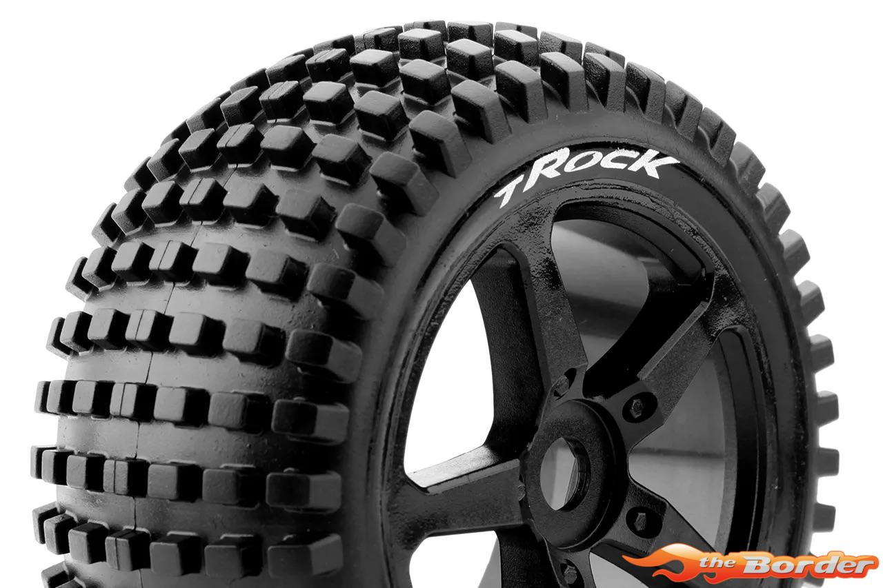 LouiseRC T-Rock Traxxas E-Revo & E-Maxx Tires - Wheels Black Glued LR-T3251SB