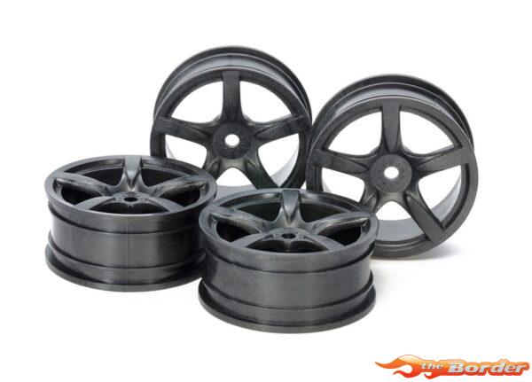 Tamiya Medium Narrow 5 Spoke Hard Wheels (Black, 0 Offset, 4 Pcs) 54739