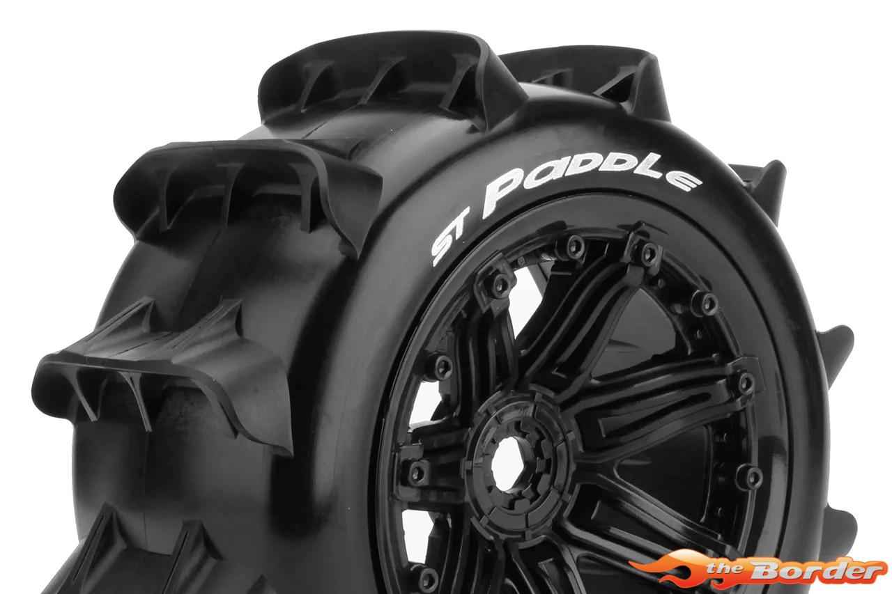 LouiseRC ST-Paddle Tires & Wheels 1/8 Truck (Beadlock) Black (2) LR-T3290B