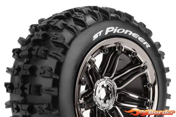 LouiseRC Tires & Wheels ST-Pioneer 1/8 Truck (Beadlock) Black Chrome (2) LR-T3287BC