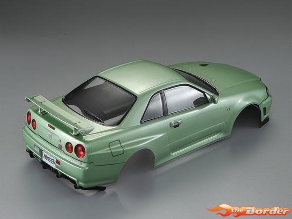 KillerBody Nissan Skyline R34 195mm Pre-Painted Green Body for 1/10 48646 - Afbeelding 3
