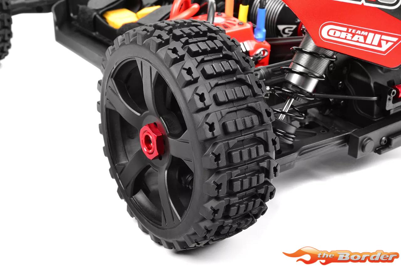 Corally Off-Road 1/8 Buggy Tires - Xprit Low Profile - Glued on Black Rims - 1 pair C-00180-611 - Afbeelding 3