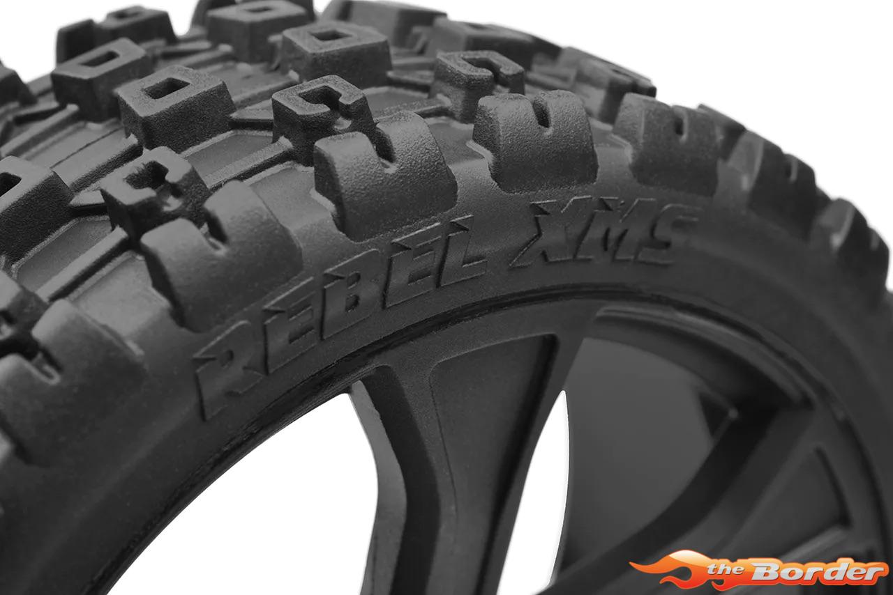 Corally - XL6S Tires - Rebel XMS - Low Profile - Glued on Black Rims - 1 Pair C-00180-856 - Afbeelding 2