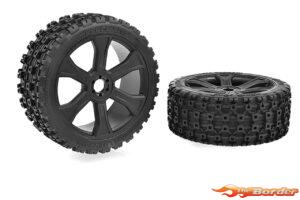 Corally - XL6S Tires - Rebel XMS - Low Profile - Glued on Black Rims - 1 Pair C-00180-856