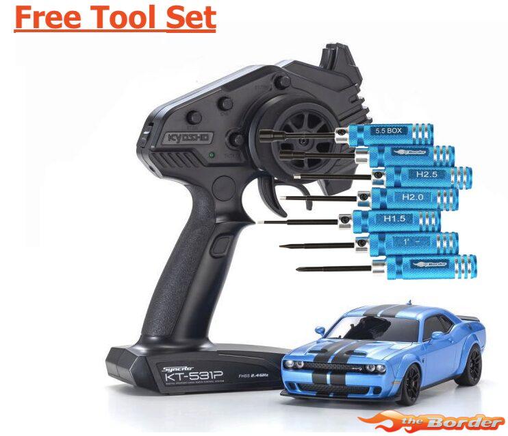 Kyosho Mini-Z AWD Dodge Challenger SRT Hellcat Redeye B5 Blue met Toolset 32621BL