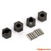 Traxxas Wheel hubs, 7mm hex (4)/ axle pins (4) 9750