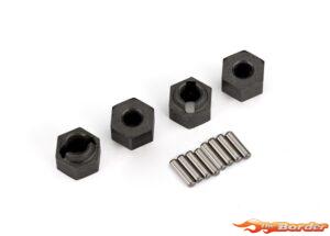 Traxxas Wheel hubs, 7mm hex (4)/ axle pins (4) 9750