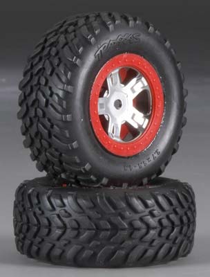Traxxas SCT Tires/Wheels 1/16 Slash (2)  Red 7073A
