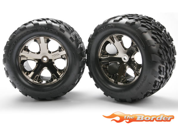 Traxxas Tires & wheels Assembled (2.8") (All-Star Black chrome wheels, Talon tires) Rear (2) 3668A
