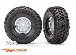 Traxxas Wheels (2) Assembled Glued 1.9 Chrome Center Caps Canyon Trail 8166