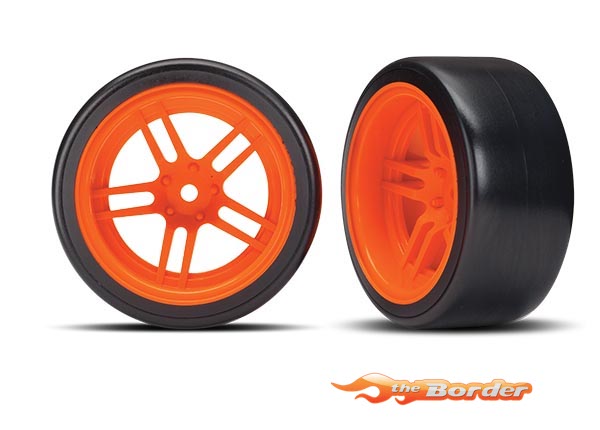 Traxxas Tires and wheels assembled glued (orange 1.9" Drift tires) (Rear) 8377A - Afbeelding 2