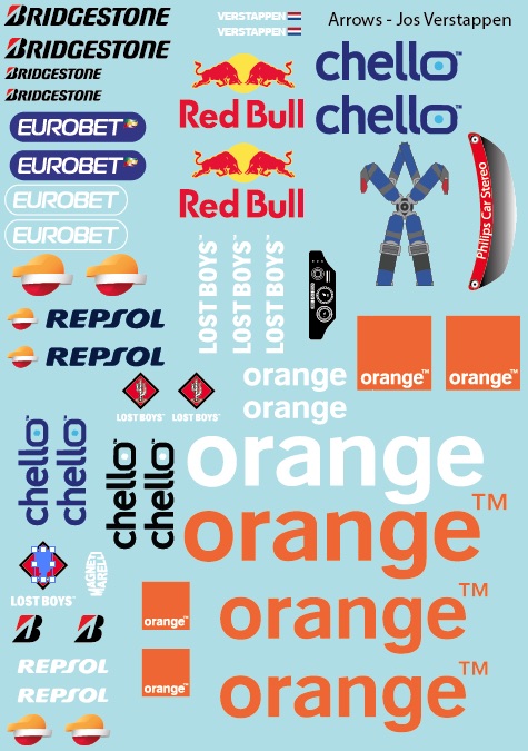 Arrows F1 Decal Sheet for 1/10 BRPD1311