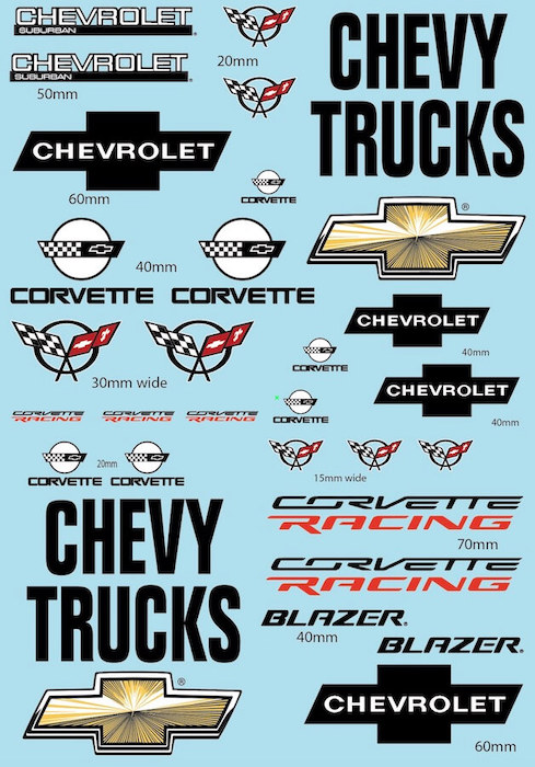 Chevy Logo Decal Sheet 1/10 BRPD1028
