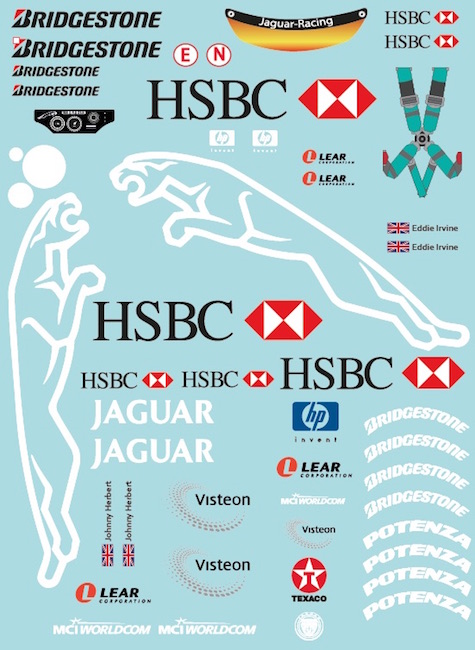 Jag. R1 (2000) F1 Decal Sheet for 1/10 BRPD1332