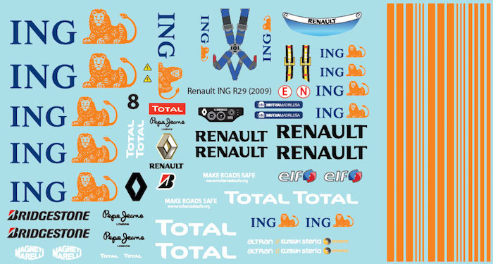 R. R29 ING (2009) F1 Decal Sheet for 1/10 BRPD1333