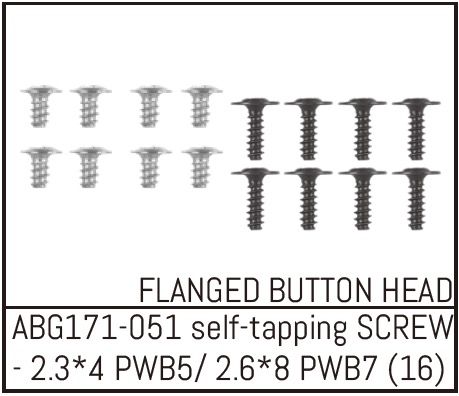 Absima Button Head Screw M2.3*4 (8) / M2.6*8 (8) ABG171-051