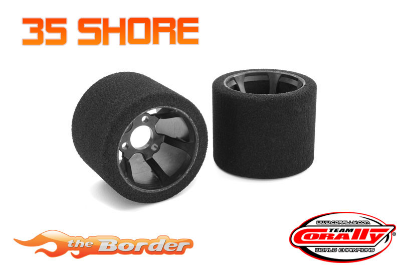 Corally Attack Foam Tires 1/12 - 35Sh Double Pink Rear - Carbon Rims (2) C-14725-35