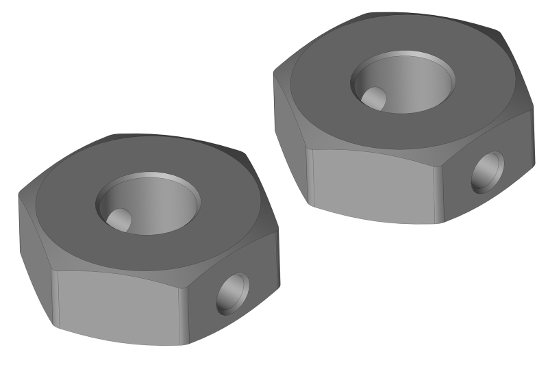 Corally Wheel Hex Adapter - Rear - Aluminum - 2 pcs C-00250-078