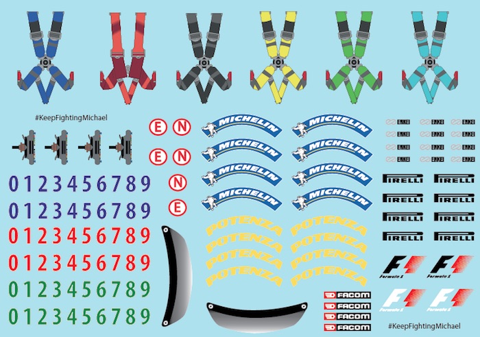 F1 Additional Items (Visors/Seatbelts etc) Decal Sheet BRPD1306