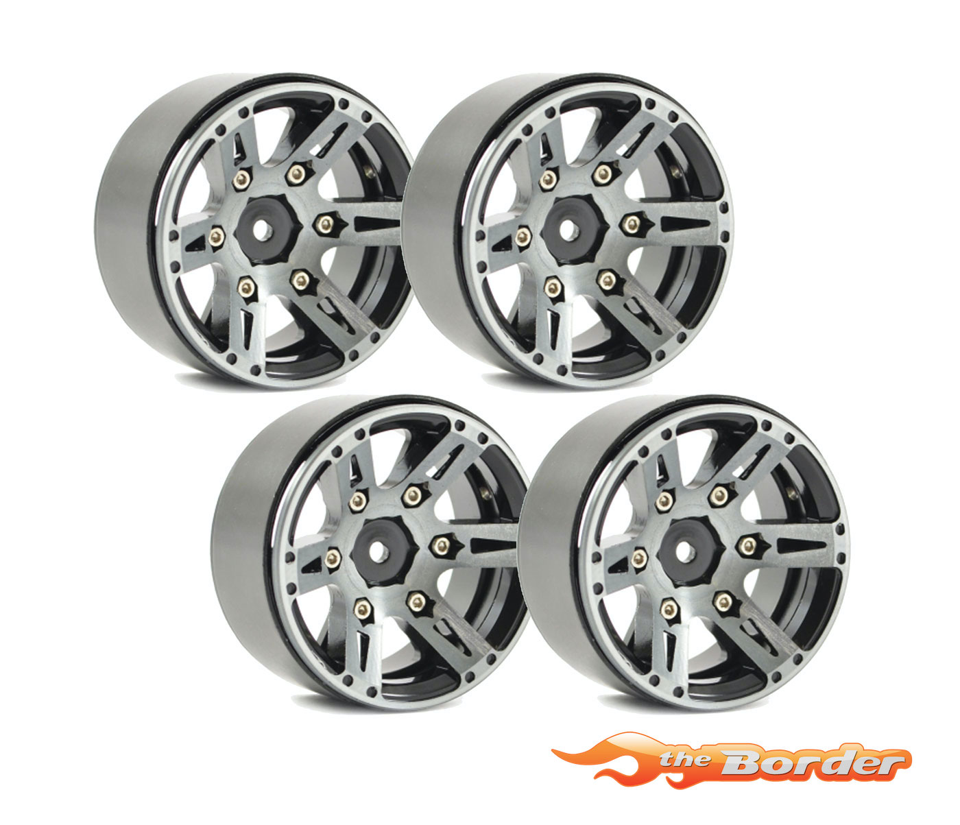 FASTRAX 1.9” Heavyweight Split 6-Spoke Alloy Beadlock Wheels (4) FAST0146BK