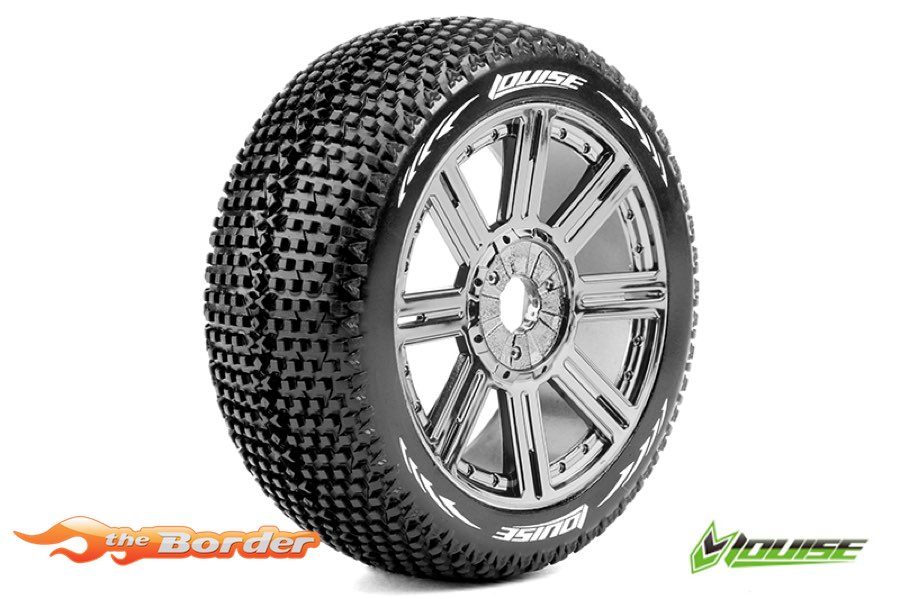 LouiseRC B-Turbo 1/8 Tyres Chrome Spoke Wheel Soft (2) LR-T3104SBC