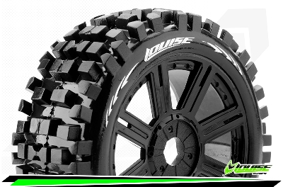 LouiseRC B-Bulldoze 1/8 Tyres Black Spoke Wheel Soft (2) LR-T324SB