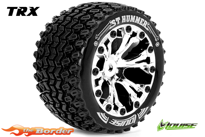 Louise RC ST-Hummer Traxxas Stampede/Rustler Tires - 2WD Rear Wheels Chrome Glued LR-T3209SC