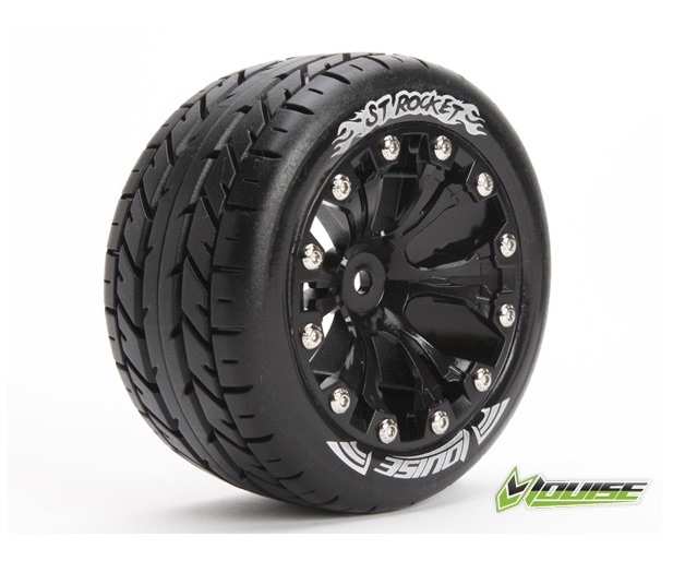 Louise RC ST-Rocket Traxxas Stampede/Rustler Tires - 2WD Front Wheels Black Glued LR-T3208SBH