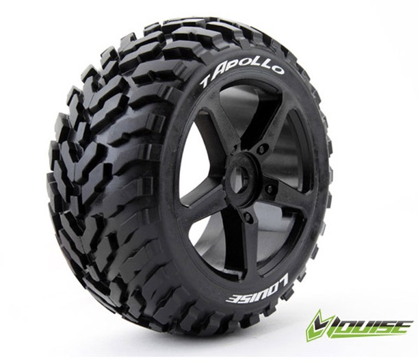 Louise RC T-Apollo Traxxas E-Revo & E-Maxx Tires - Wheels Black Glued LR-T3252SB