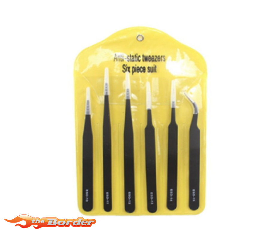 BRP 6pcs. Tweezer set RVS Black brp212
