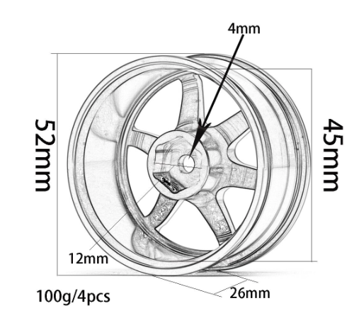 BRP Aluminum Drift Wheels for 1/10 Scale 6-Spoke RAYS Silver (4) BRP03009S - Afbeelding 4