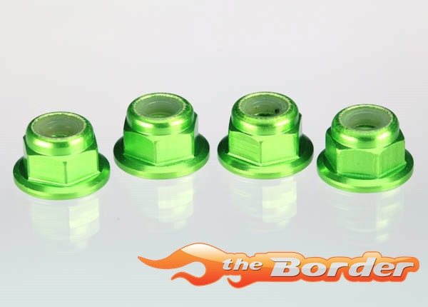 Traxxas Nuts 4mm Flanged Nylon Locking Alum. Green (4) 1747G