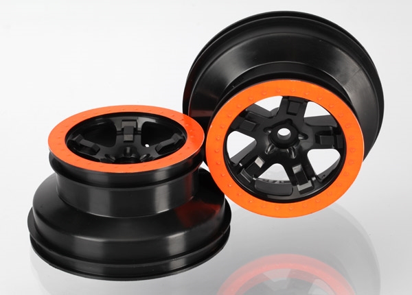 Traxxas Wheels SCT black orange beadlock style Slash Front 5870X