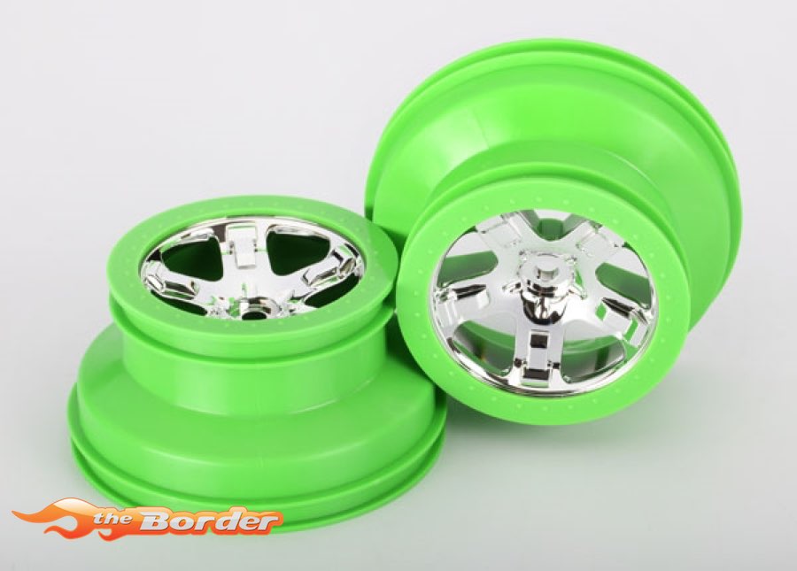 Traxxas Wheels SCT Chrome Green beadlock style Front/Rear 6875 - Afbeelding 3