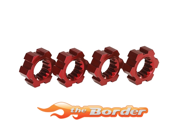 Traxxas Wheel hubs hex (2)/ hex clips aluminum (red-anodized) (4) TRX7756R