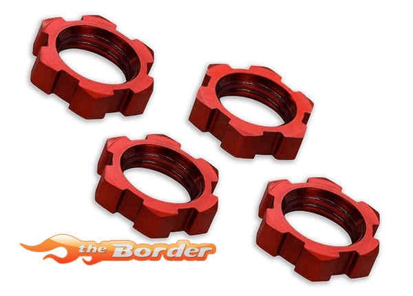 Traxxas Wheel nuts splined 17mm serrated (red-anodized) (4) TRX7758R