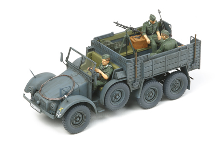 Tamiya 1/35 German 6x4 Truck Krupp Protze w/Three Figures 35317 - Afbeelding 2