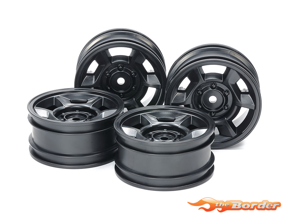 Tamiya CC-02 6-Spoke Wheels 26mm Offset +4 Black (4) 51688