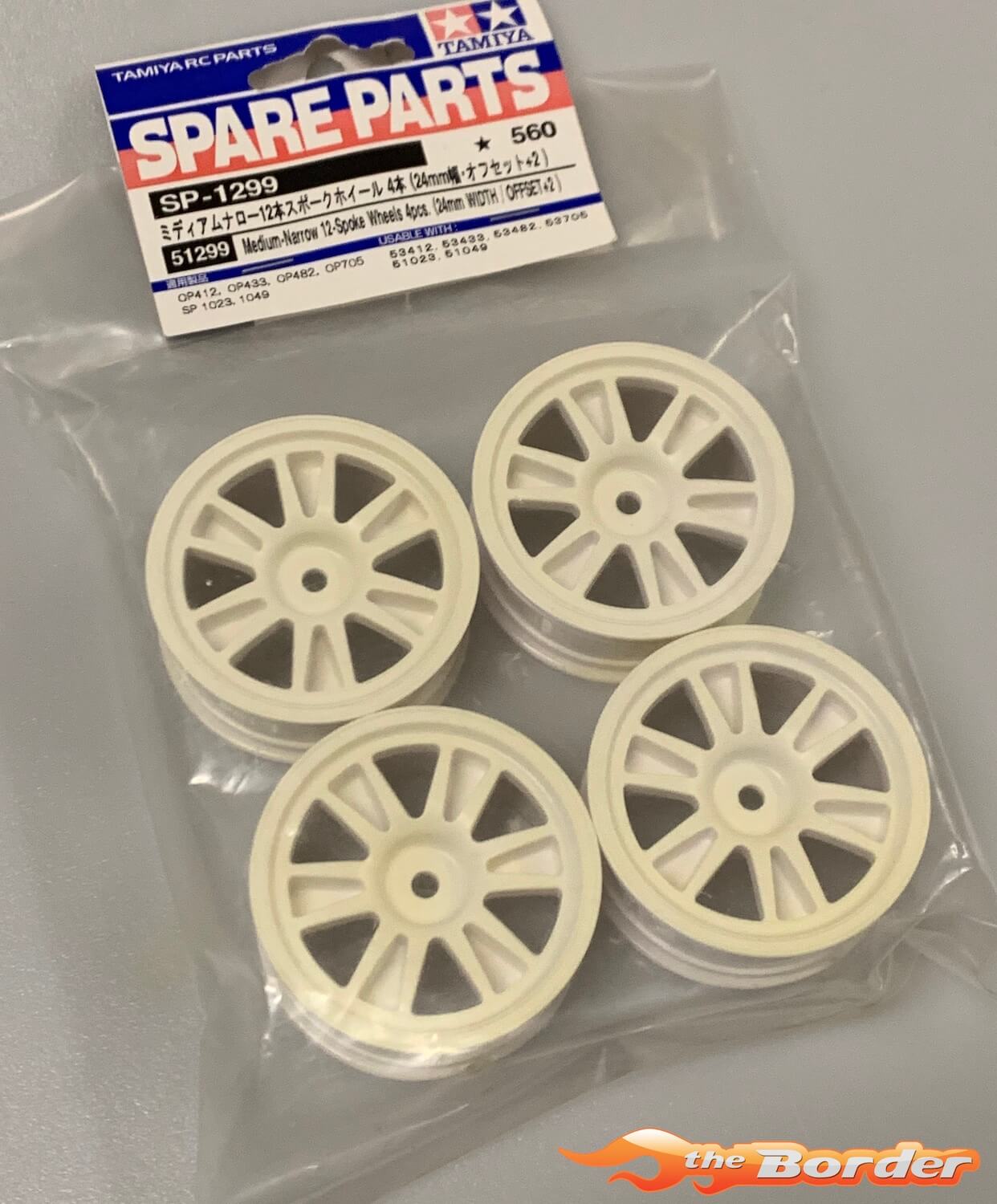 Tamiya DISCOLOURED Medium Narrow 12-Spoke Wheels 24mm (4pcs.) White Offset +2 51299DISC-1