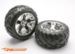 Traxxas Tires & wheels assembled glued All-Star chrome wheels Anaconda® tires Front 5576R