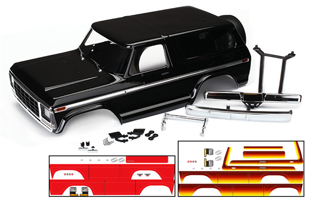 Traxxas Body Ford Bronco complete (black) (includes front and rear bumpers, push bar TRX8010X