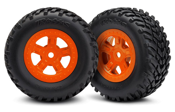 Traxxas LaTrax Assembled Tyres/Wheels (2) SCT Orange TRX7674A