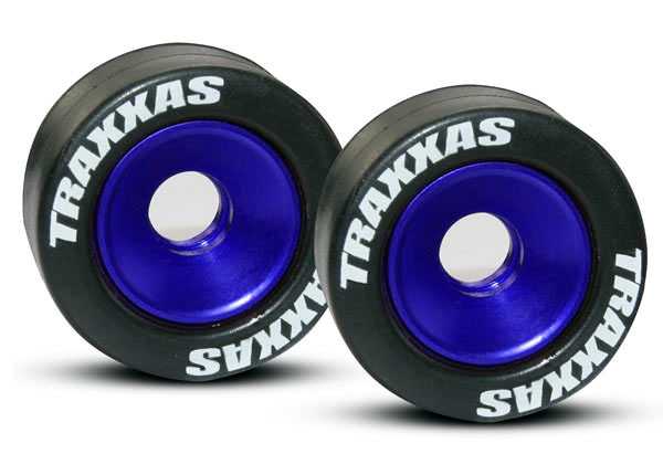 Traxxas Mounted Wheelie Bar Tires/Wheels (2pcs) Blue TRX5186A