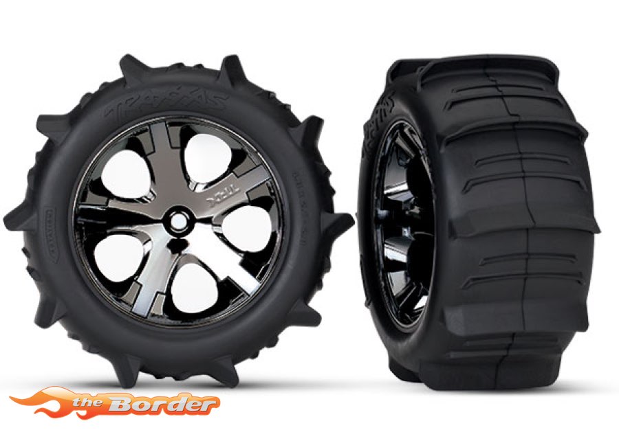 Traxxas Preglued Wheels & Tyres Paddle TSM Rated 3776