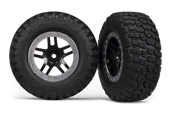 Traxxas Preglued Beadlock Black Wheels/Tyres (4WD F/R, 2WD Rear) TRX5883