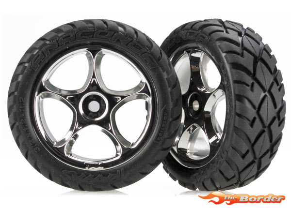Traxxas Preglued Wheels & Tyres (Tracer 2.2 Chrome, assembled and glued) (front) (2) 2479R