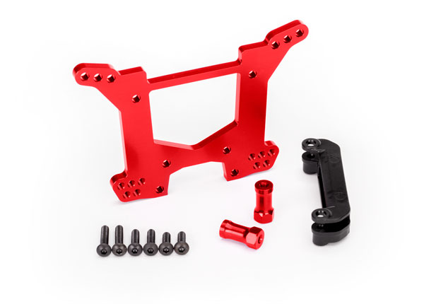Traxxas Shock Tower Rear Rustler 4x4 Alum. (red-anodized) Body Mount Bracket 6738R